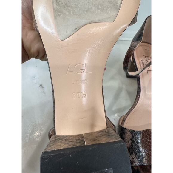 AGL Snake Embossed Block Heel Sandal - Brown Snake Print size 39.5/ US 9 - Picture 4 of 9